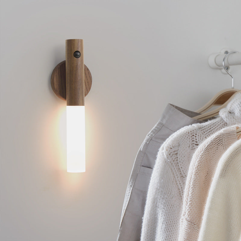 Smart wood LED desk lamp with magnetic base, organic glass, and warm white induction light — view 5
