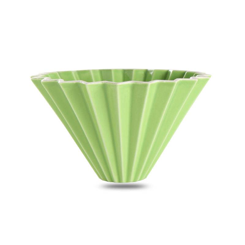 Ceramic origami dripper pour over coffee maker in premium Japanese porcelain with ribbed interior design — view 2