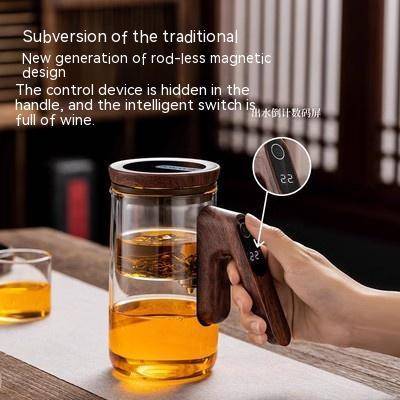 Intelligent glass teapot with automatic filter magnetic lid and elegant matching teacup for loose leaf — view 2