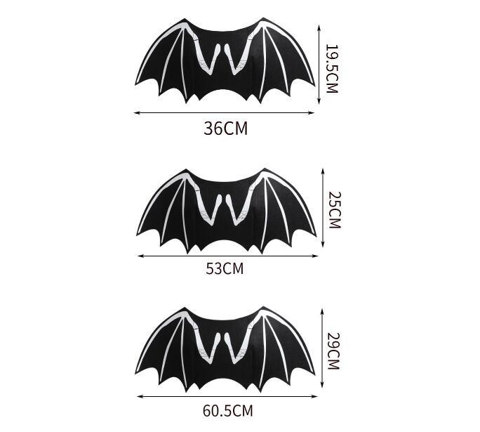 Black felt luminous bat wings dog costume glowing in the dark for Halloween pet apparel — view 2