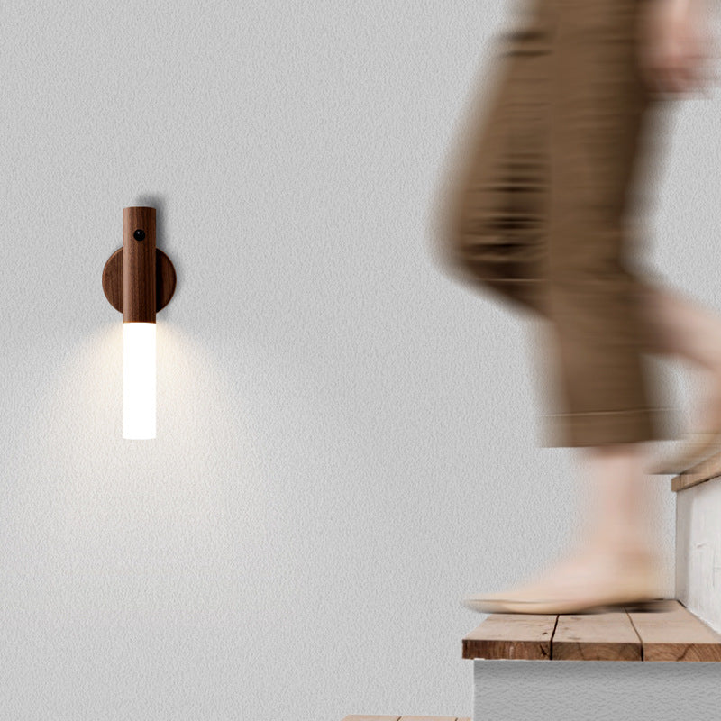 Smart wood LED desk lamp with magnetic base, organic glass, and warm white induction light — view 2