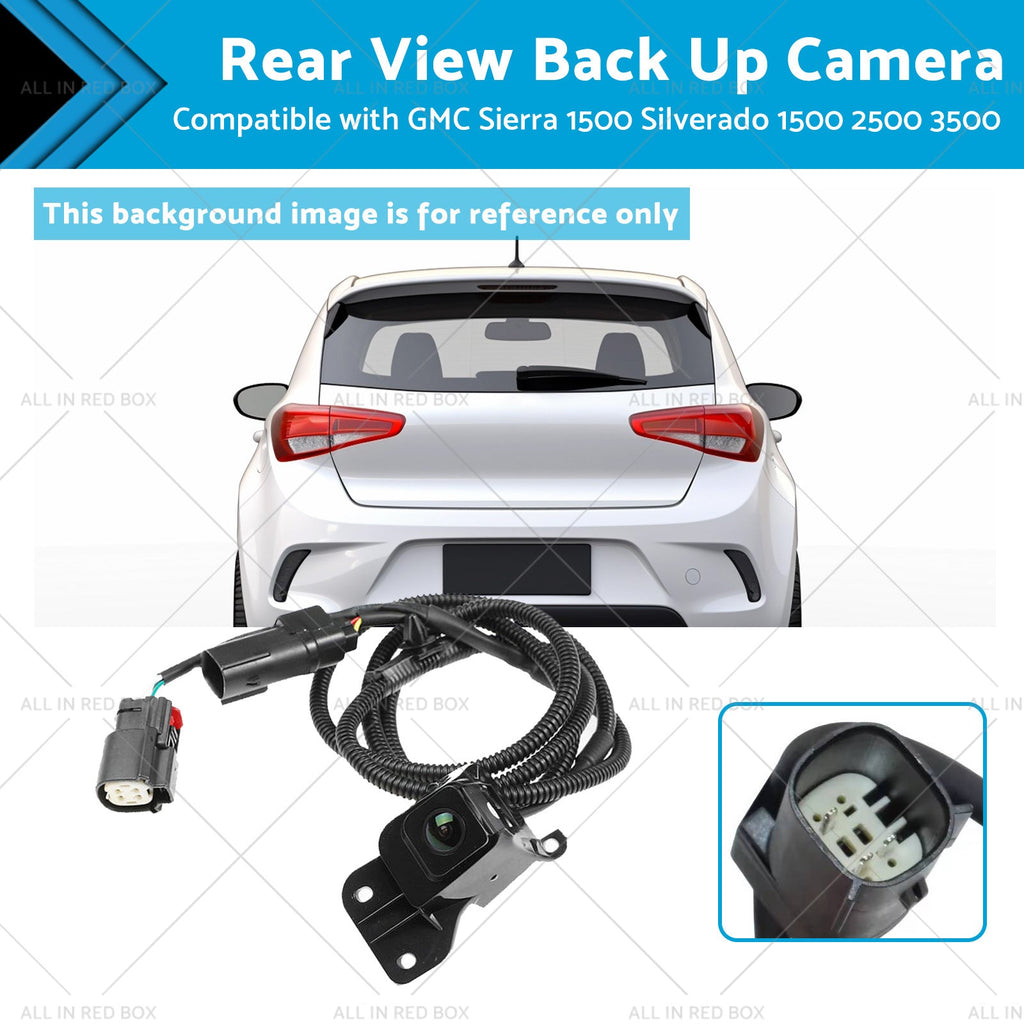 Black wired rear view backup camera for automotive parking assistance and vehicle safety
