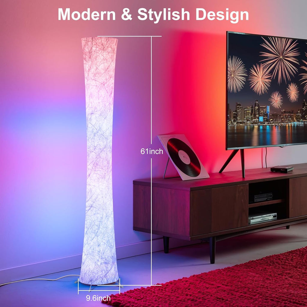 61-inch smart RGB LED floor lamp with color changing lights and a sleek modern profile — view 2