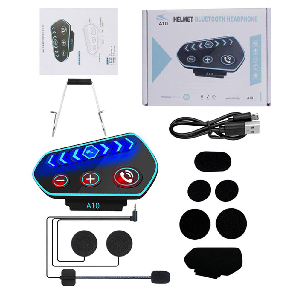 Wireless motorcycle helmet headset device with waterproof casing and built in flashing safety light — view 4
