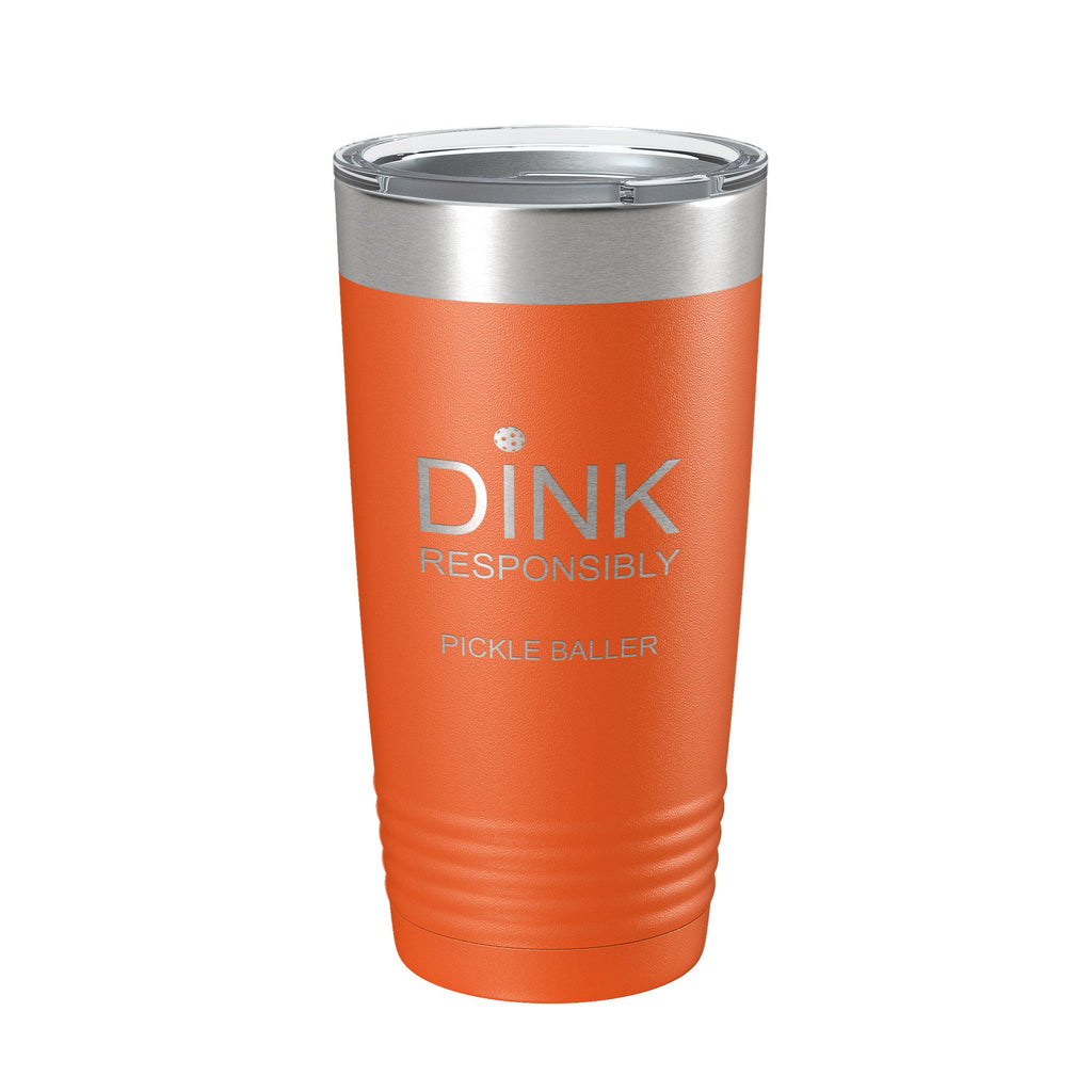 Laser engraved 20 oz stainless steel pickleball tumbler with clear lid and narrow bottom base — view 5