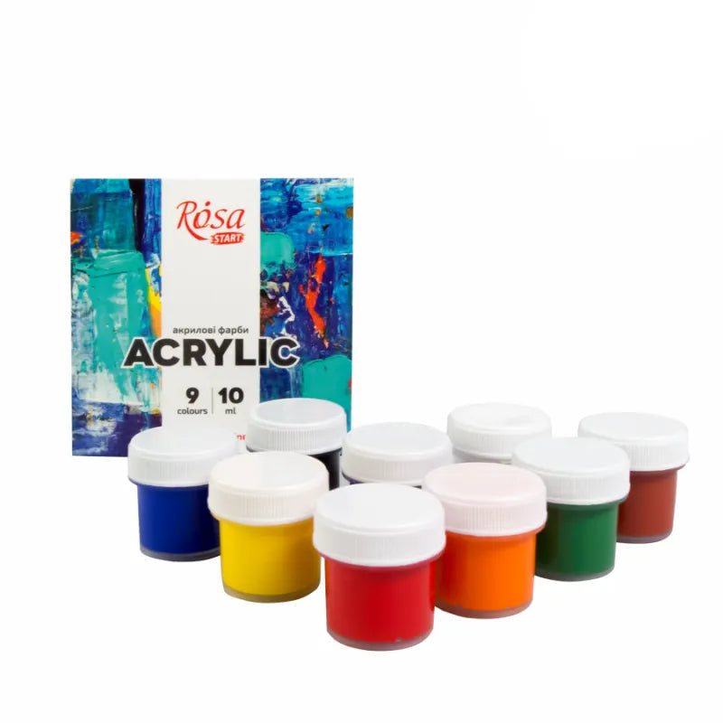 Nine color acrylic paint set in tubes with stylish packaging box for arts and crafts — view 3
