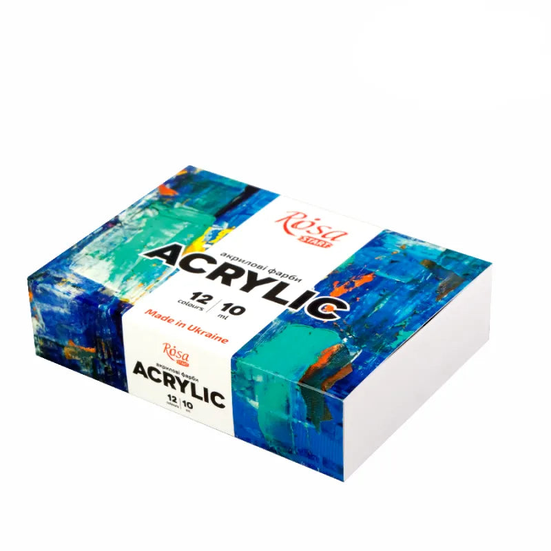 Rosa Start 12 color acrylic paint set in stylish presentation box with colorful paint tubes
