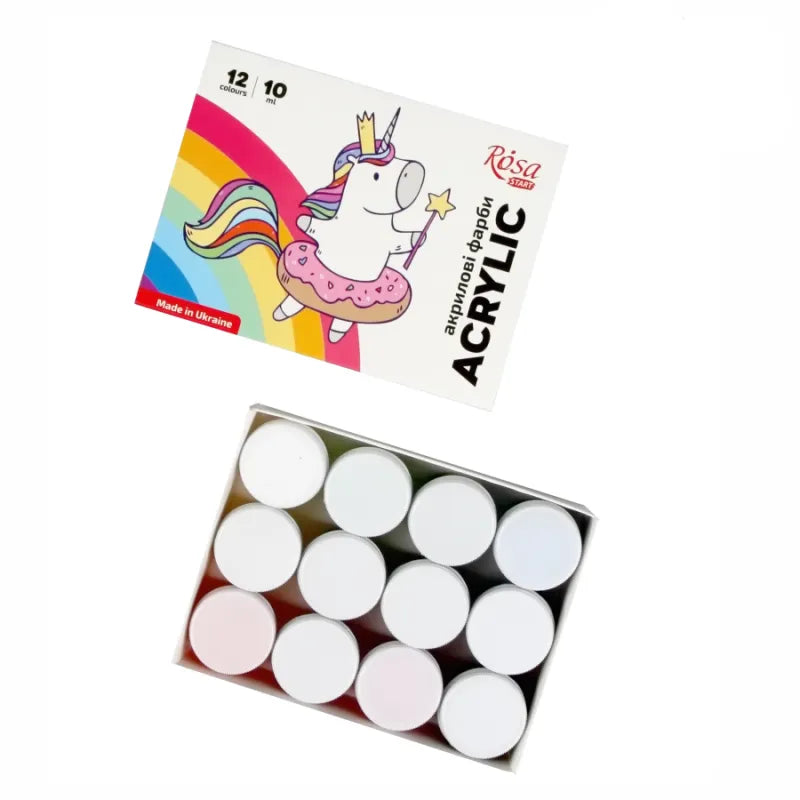 Rosa Start Unicorn 12 color acrylic paint set in tubes with bright playful packaging — view 2