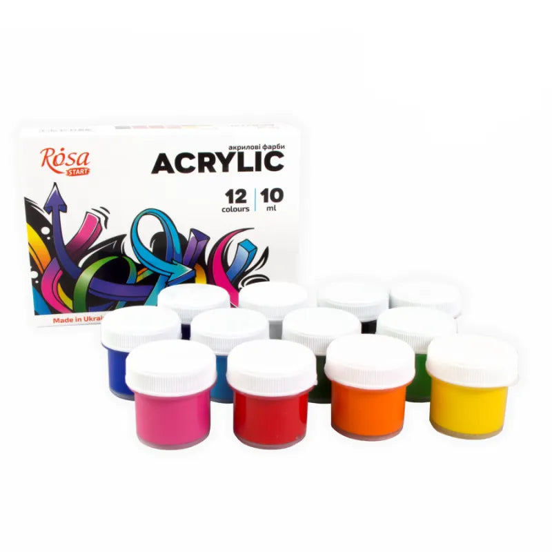 Rosa 12 color acrylic paint set in stylish graffiti box with tubes of vibrant artist pigments — view 3