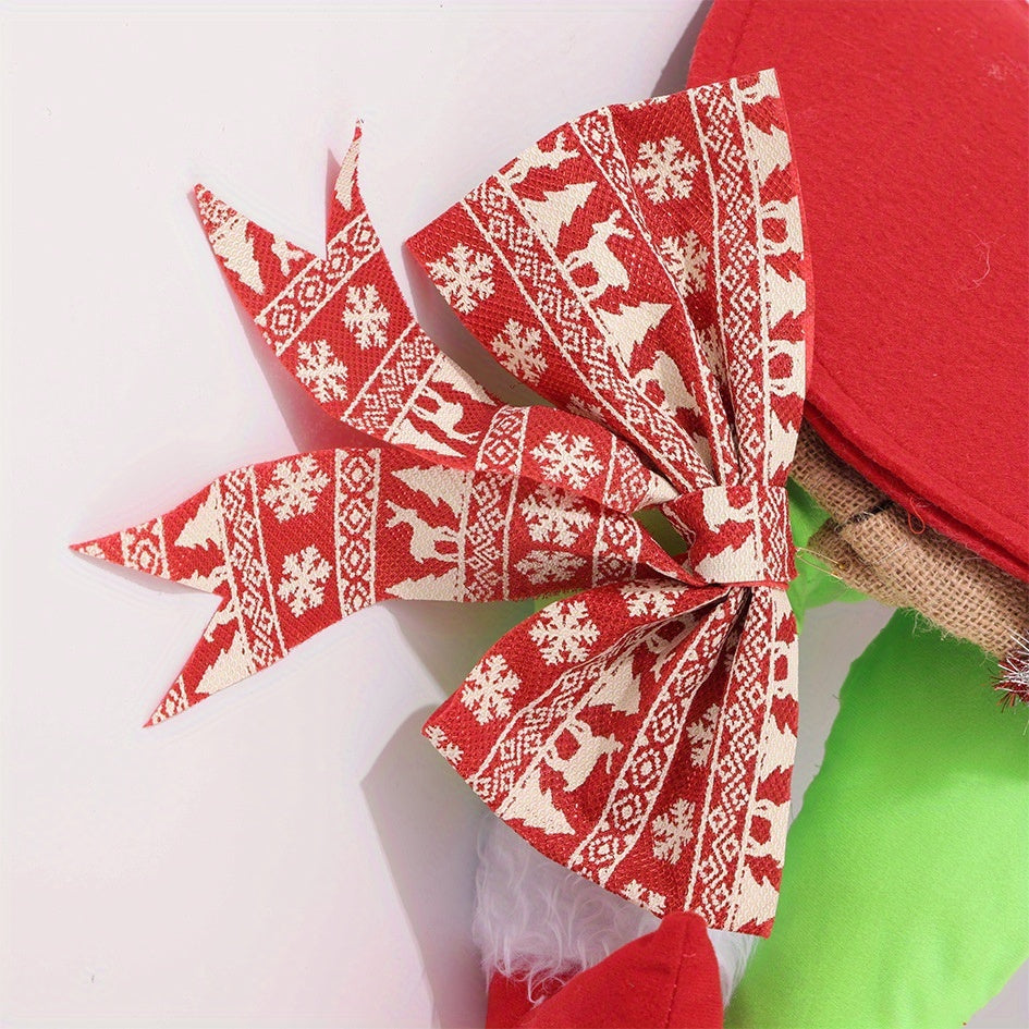 Anime-themed Christmas wreath wall hanging decor in PU fabric for front doors and outdoor festive displays — view 5