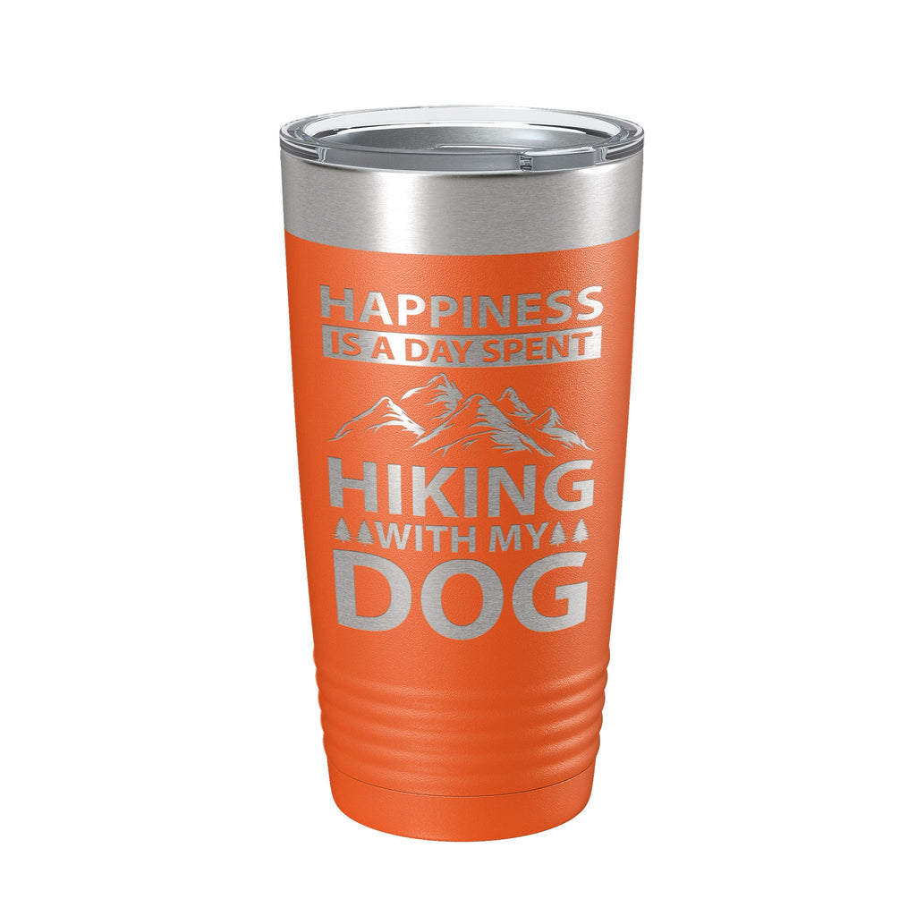 Dog lover 20oz stainless steel travel tumbler with laser engraved hiking quote and clear lid — view 5