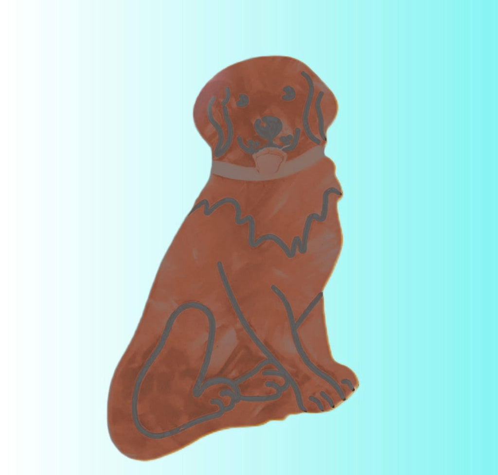 Hand-painted pug dog breed double-sided hair claw clip made of eco-friendly cellulose acetate. — view 3
