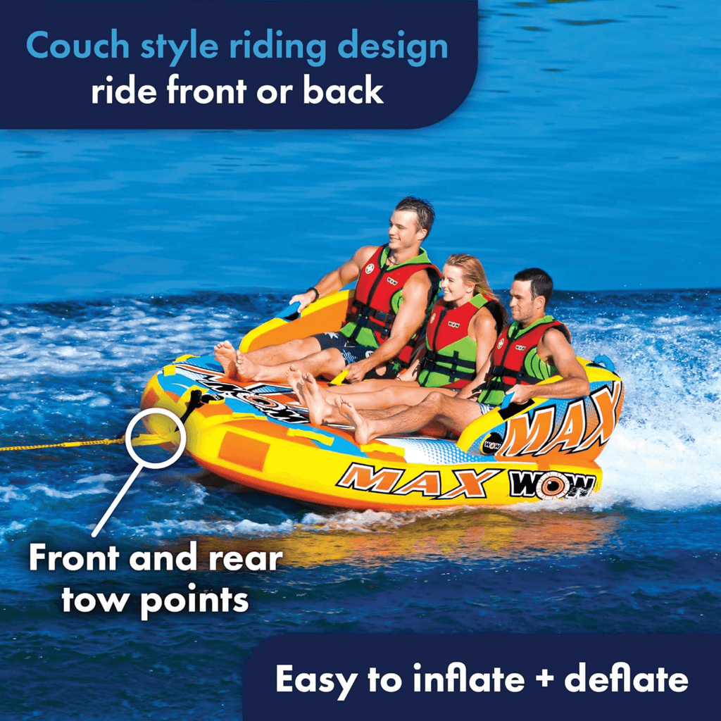 WOW Watersports Max Inflatable Towable Deck Tube for up to 3 Riders-2