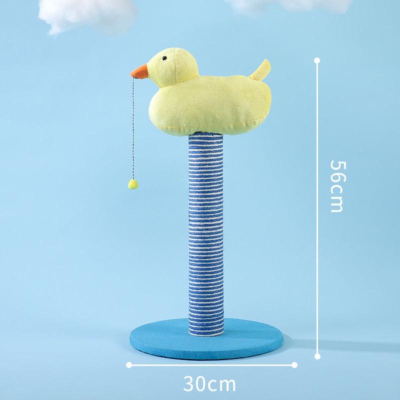 Cat adventure playground climbing frame with built-in litter box in yellow duck animal design. — view 2