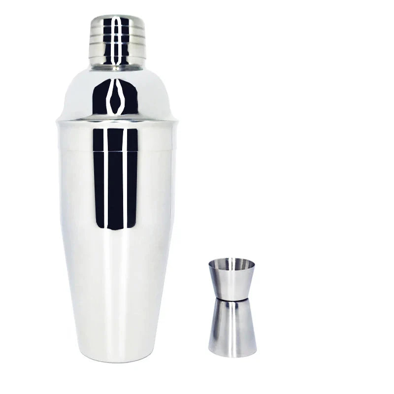 NNEOBA 750ml stainless steel cocktail shaker set with built-in strainer and 30ml measuring jigger