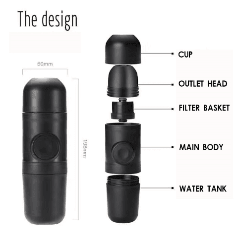 Black portable capsule espresso maker compact manual hand pump coffee brewer for travel and camping — view 4