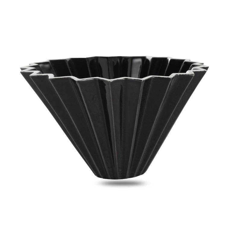 Ceramic origami dripper pour over coffee maker in premium Japanese porcelain with ribbed interior design — view 3