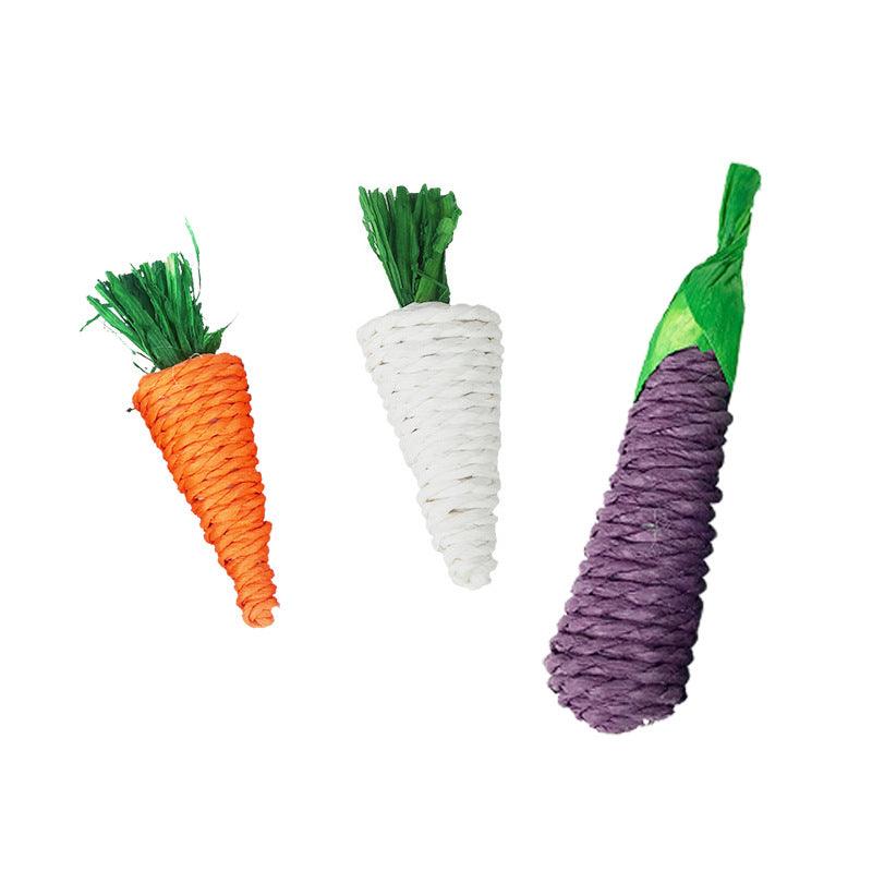 Natural woven carrot hamster toy made of eco-friendly loofah for small pet dental health — view 3