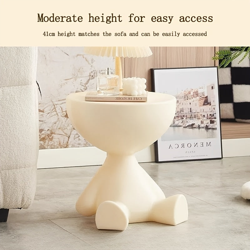 Sleek milk white side table featuring a removable top serving tray and built-in compact storage compartment — view 4