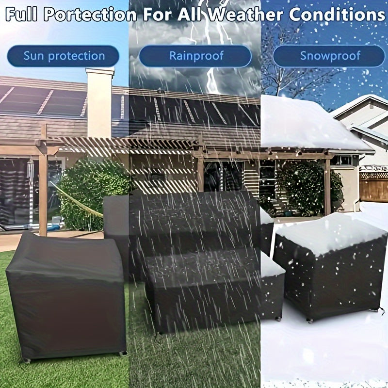 Black waterproof polyester patio furniture covers for outdoor sofa, chairs, and coffee table. — view 2