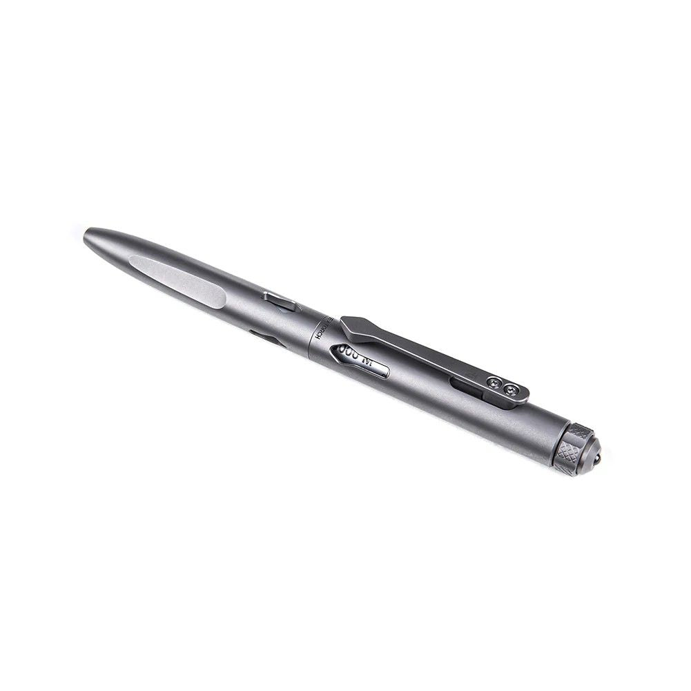 Nextorch NP11 Ti titanium tactical pen with deep carry clip and tungsten steel strike tip — view 2