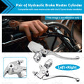 Chrome motorcycle brake master cylinder and clutch lever set in polished aluminum for 1-inch handlebars