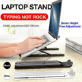 Black adjustable folding laptop and tablet stand with ergonomic design and anti-slip silicone pads