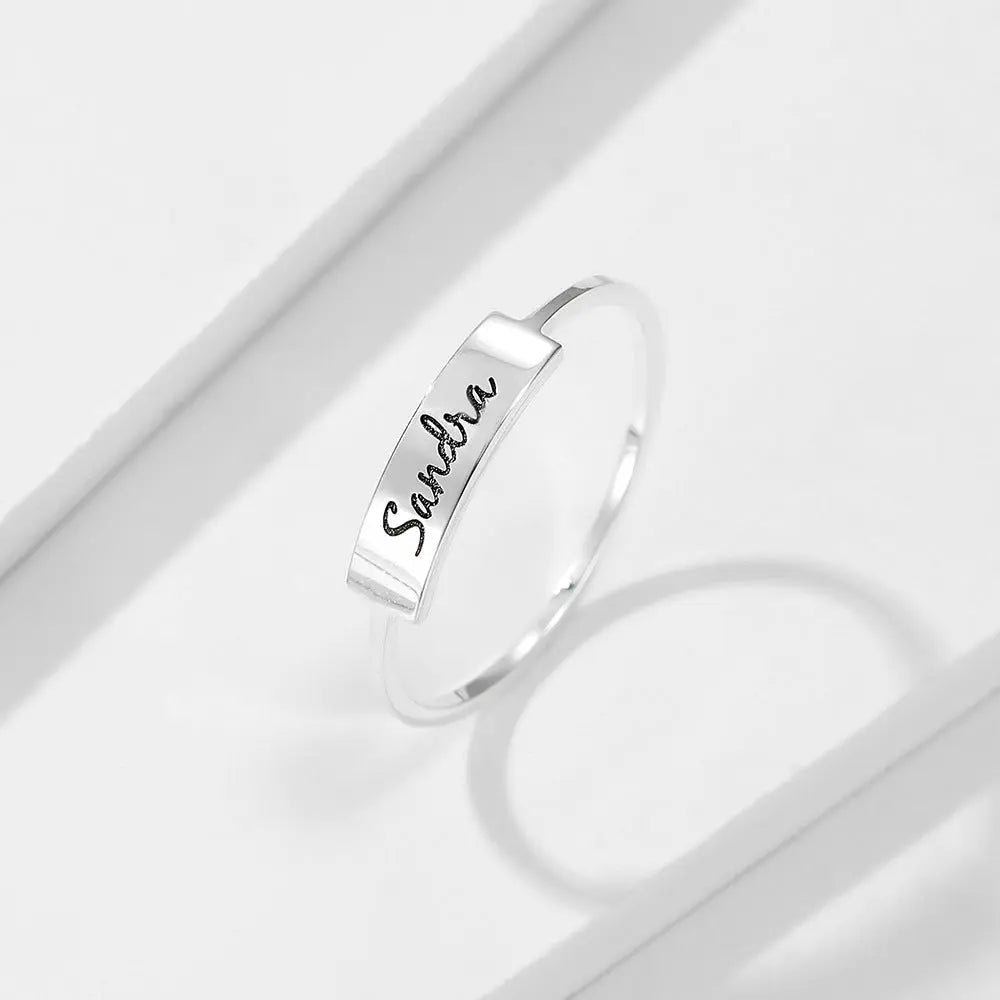 Personalized Full Silver Name-1 Ring in polished S925 sterling silver custom jewelry
