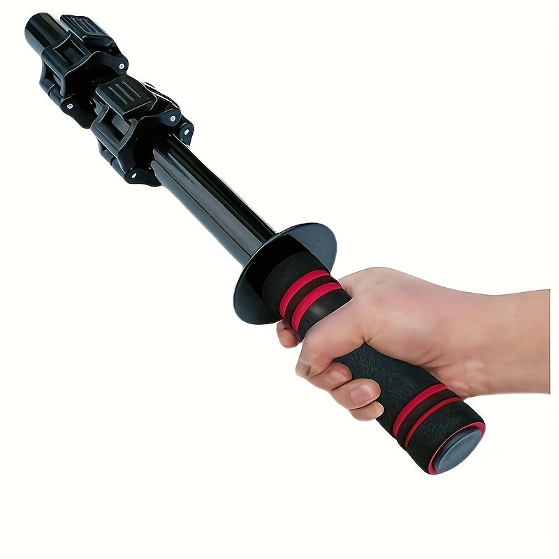 Black adjustable dumbbell handles made of solid iron for arm and forearm strength training at home.