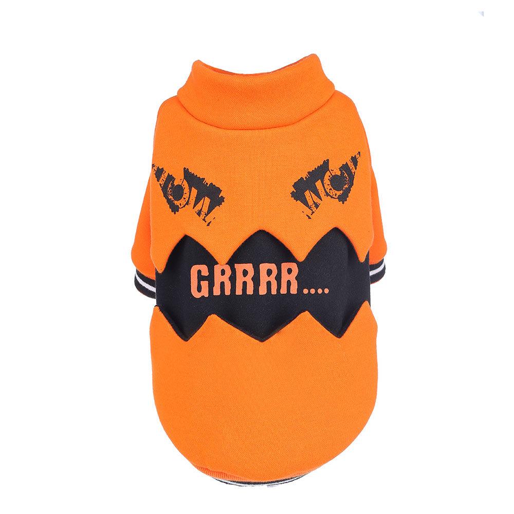 Vibrant orange Halloween pumpkin dog costume casual sweater style for small to large breed pets