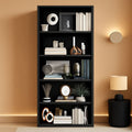 Tall six tier black open bookcase freestanding shelving unit with modern home decor