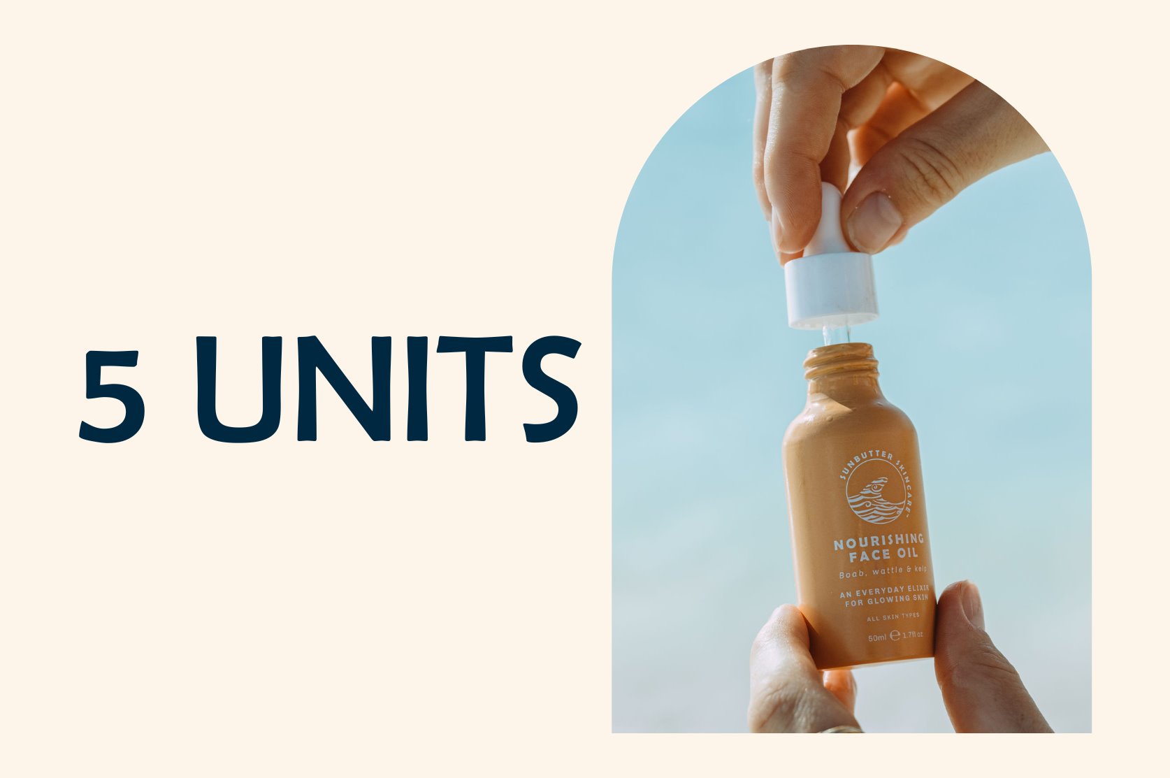 Nourishing boab wattle and kelp face oil glass bottle with dropper for daily skincare routine