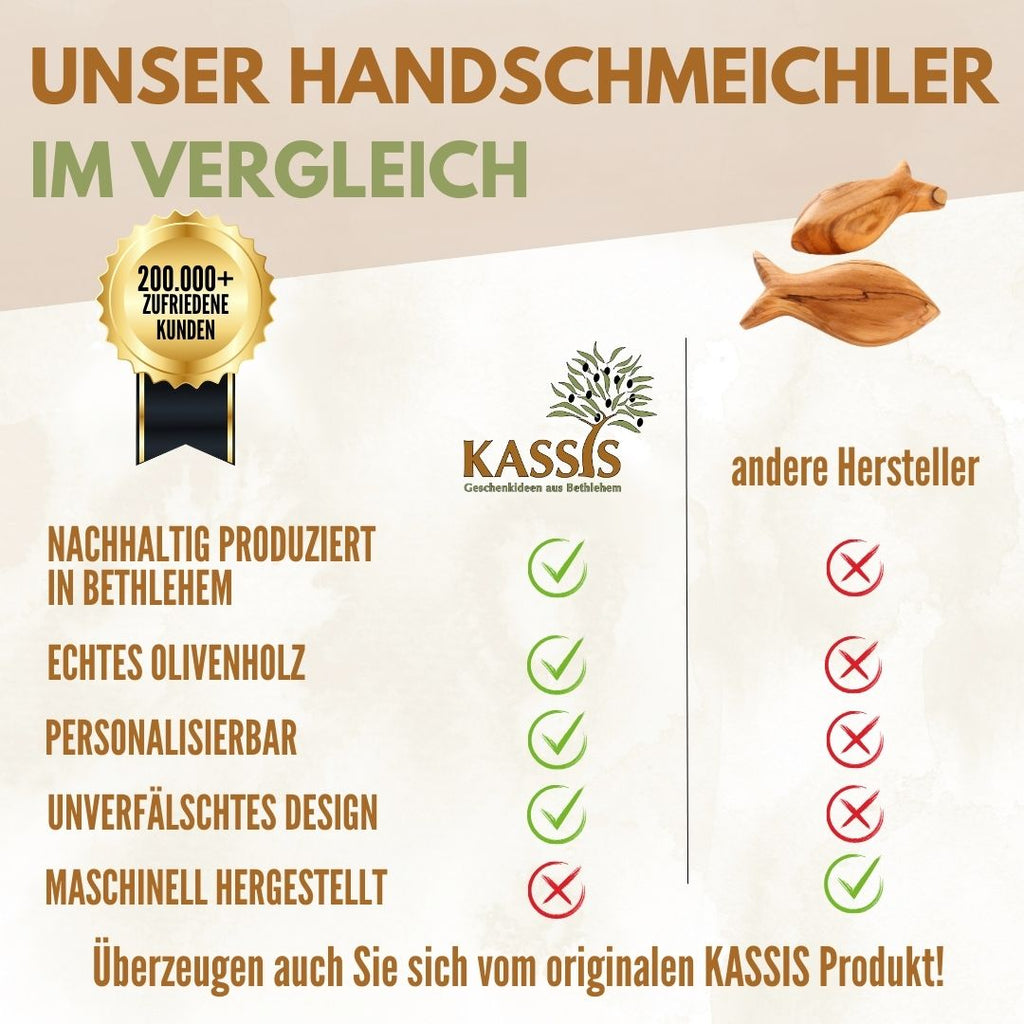 Fisch Handschmeichler aus Olivenholz | Kleiner Glücksbringer als Geschenk zur Taufe, Kommunion & Geburt-3