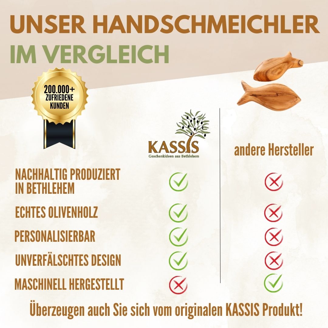 Fisch Handschmeichler aus Olivenholz | Kleiner Glücksbringer als Geschenk zur Taufe, Kommunion & Geburt-3