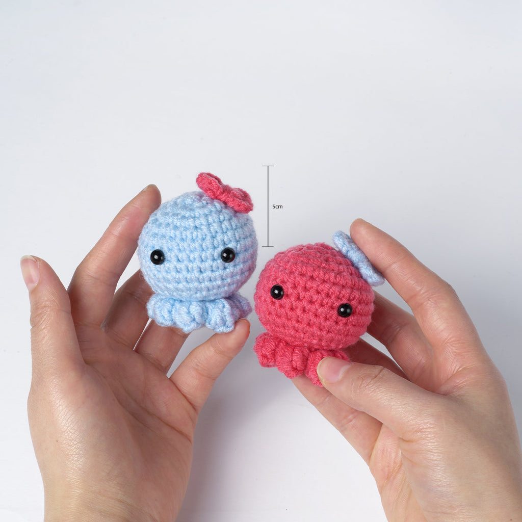 Octopus amigurumi DIY crochet kit with vibrant threads, hook, fiberfill, and detailed instructions. — view 4