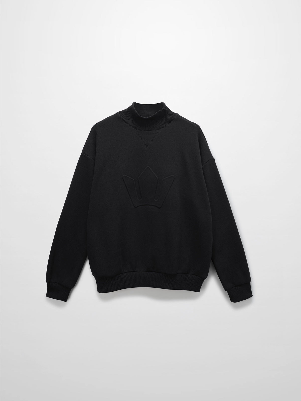 Embossed Crown Sweatshirt-Black-0
