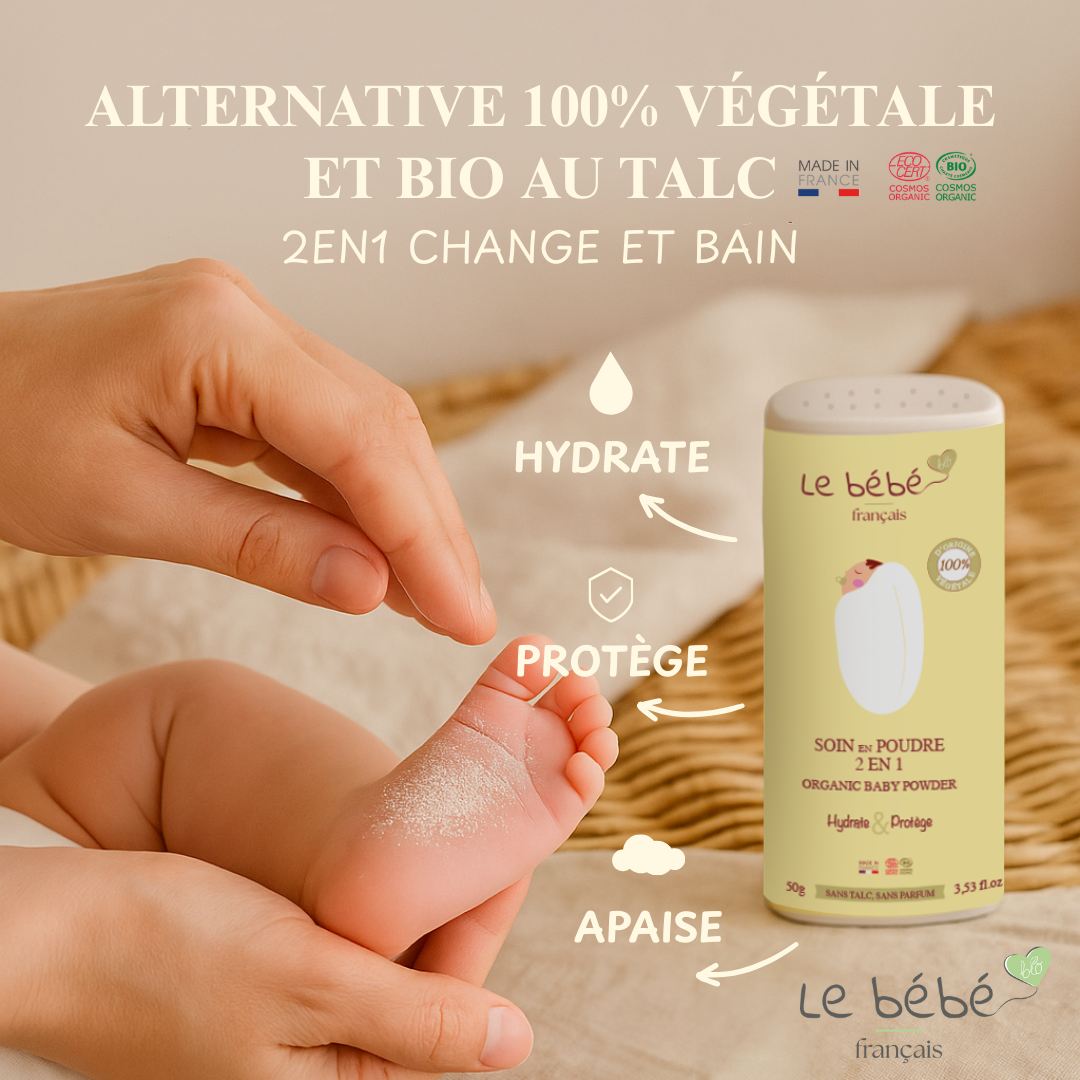 Soin en Poudre 2 en 1 pour Bébé – 100% bio et végétal - Poudre sans talc-2