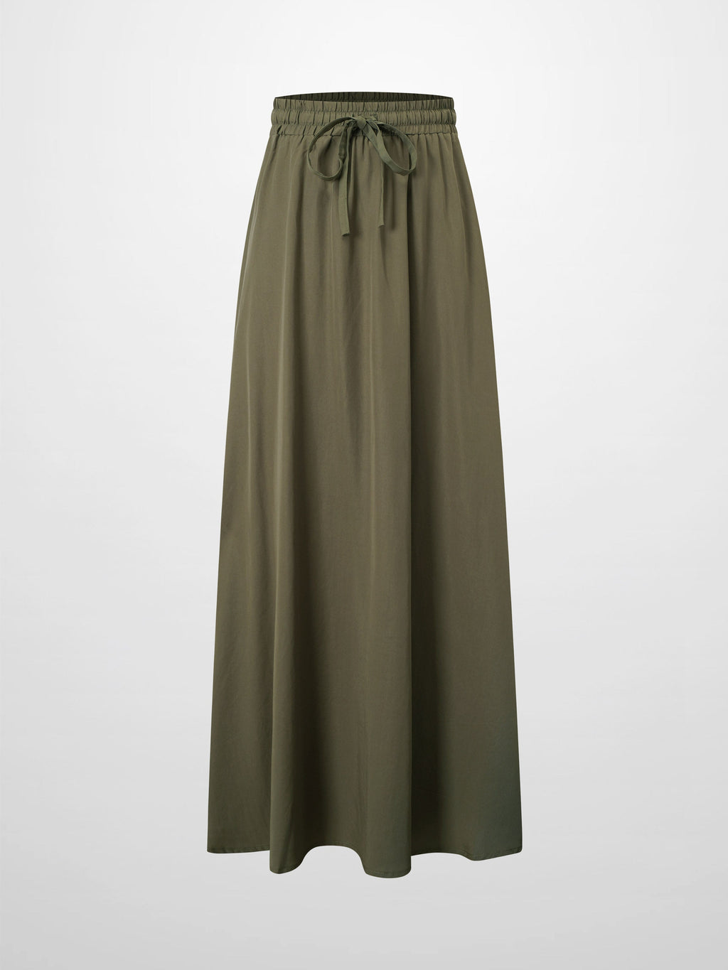 Drawstring Circle Skirt-Olive-1