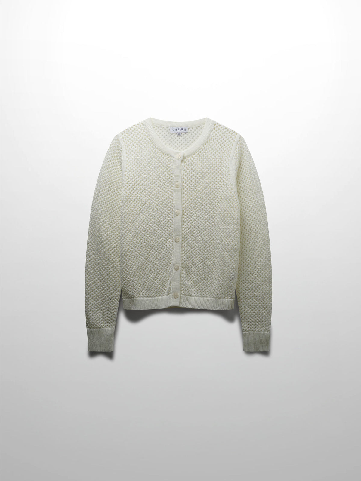 Crochet Knit Button Down Cardigan-White-0
