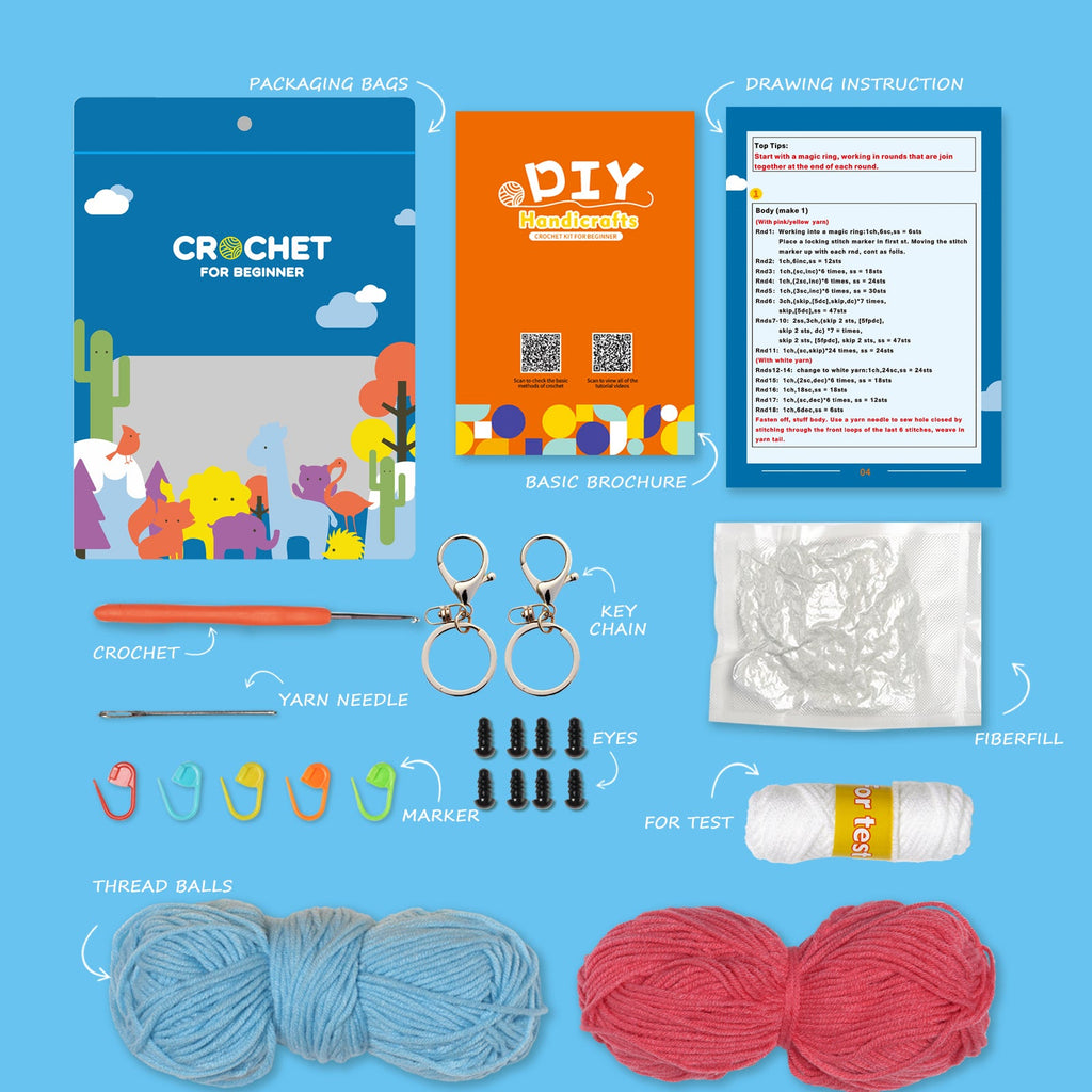 Octopus amigurumi DIY crochet kit with vibrant threads, hook, fiberfill, and detailed instructions. — view 5