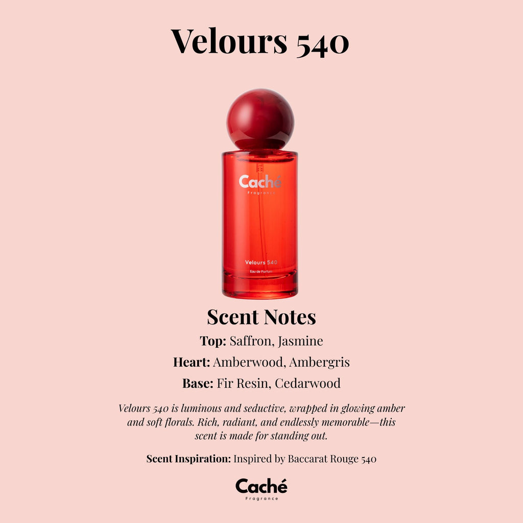 Caché Velours 540 unisex eau de parfum 50ml glass bottle with warm golden amber liquid