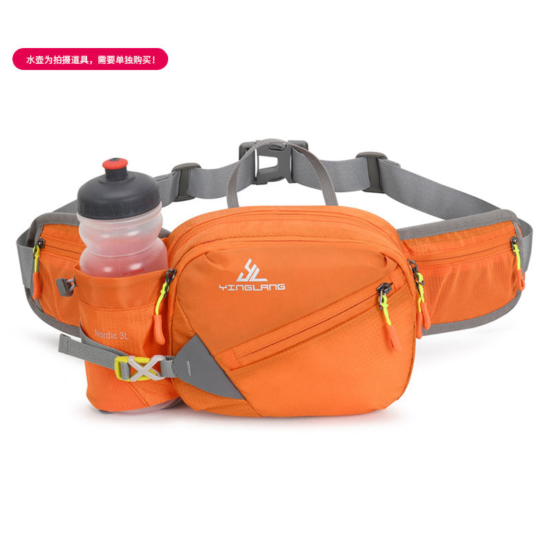 Water-resistant outdoor fanny pack with water bottle holder and multiple compartments in durable oxford cloth. — view 2