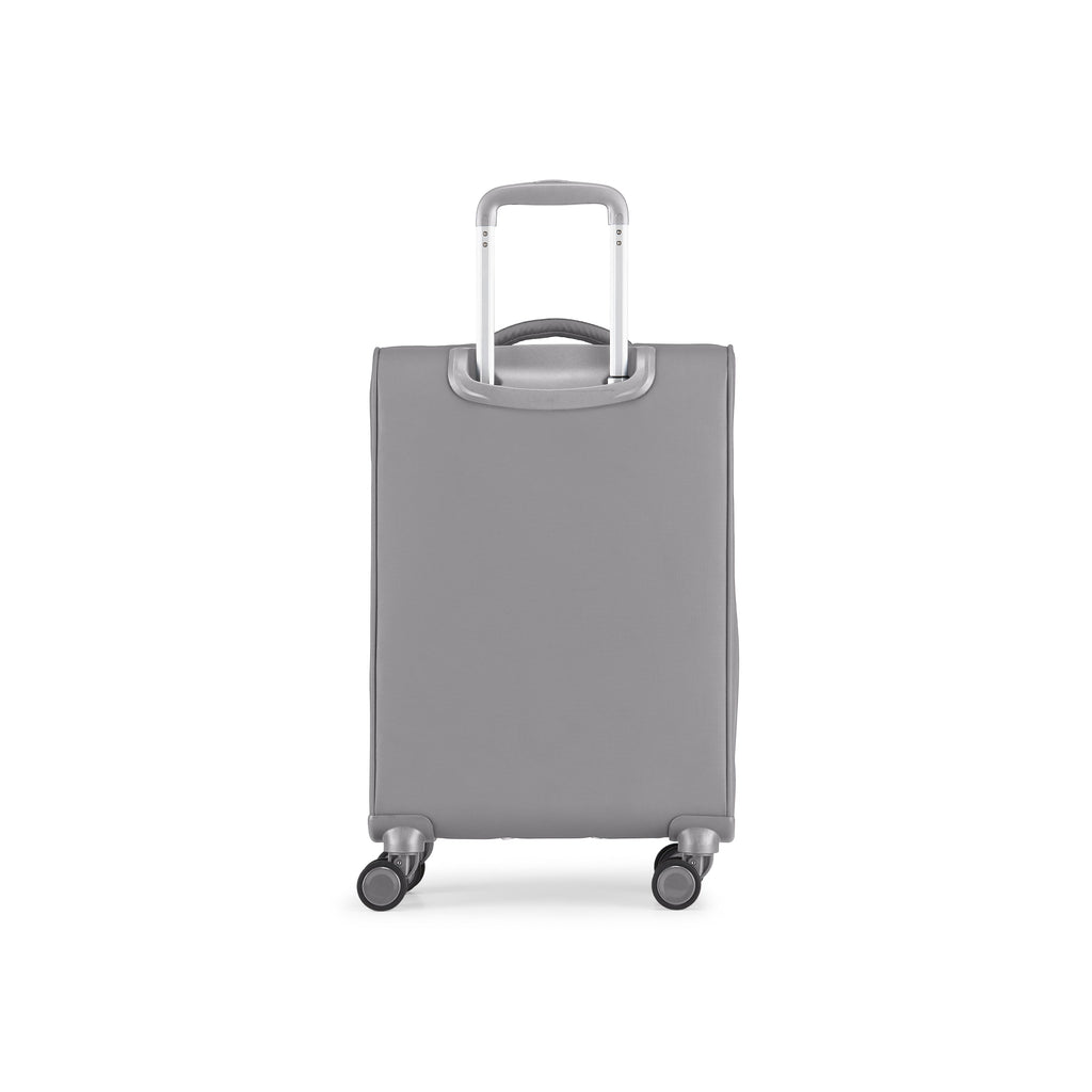Amsterdam carry-on suitcase in sleek black featuring multi-directional spinner wheels and a telescopic handle — view 3