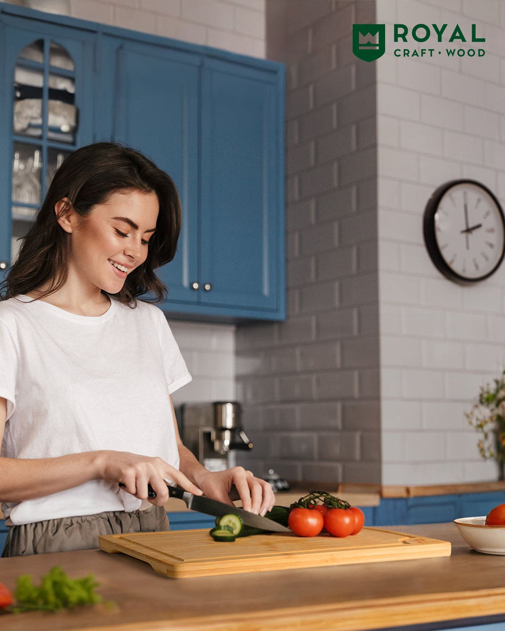 Extra large wooden cutting board in natural burlywood featuring a rectangular shape and deep juice groove — view 5