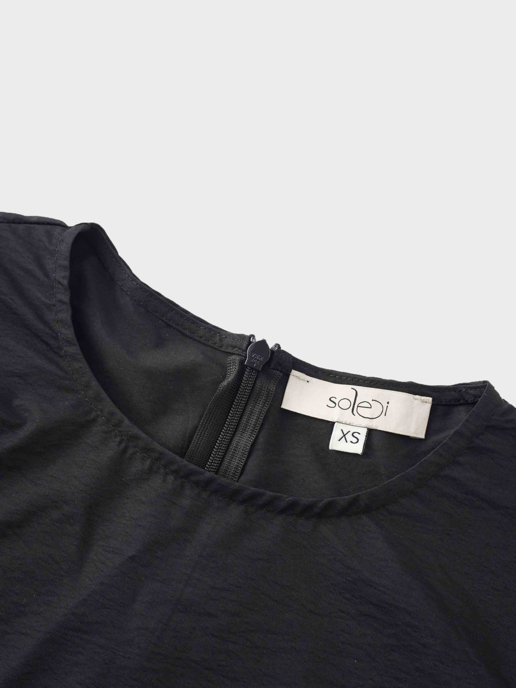 Bubble Sleeve Taffeta Top-Black-2