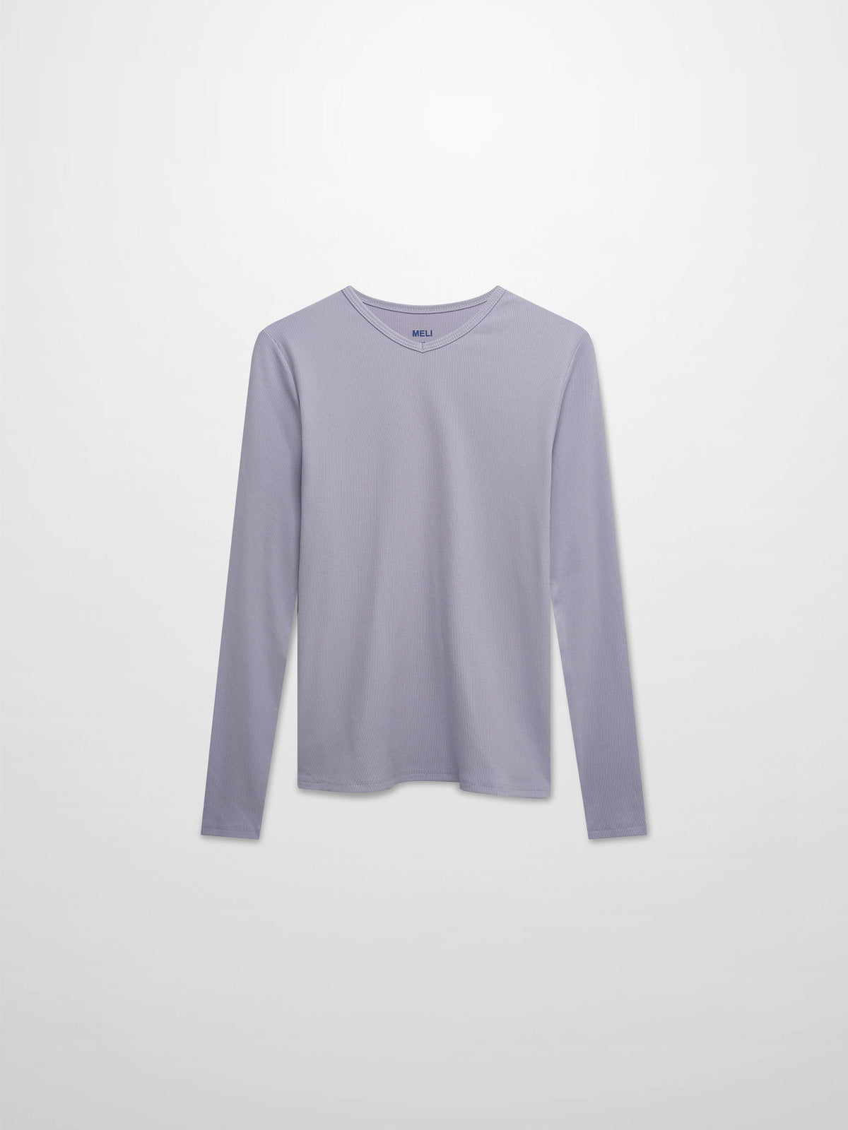 Soft Ribbed High V Tee-Lilac-1