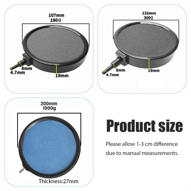 Gray and black aquarium air bubble disk stone producing fine micro-bubbles underwater. — view 2