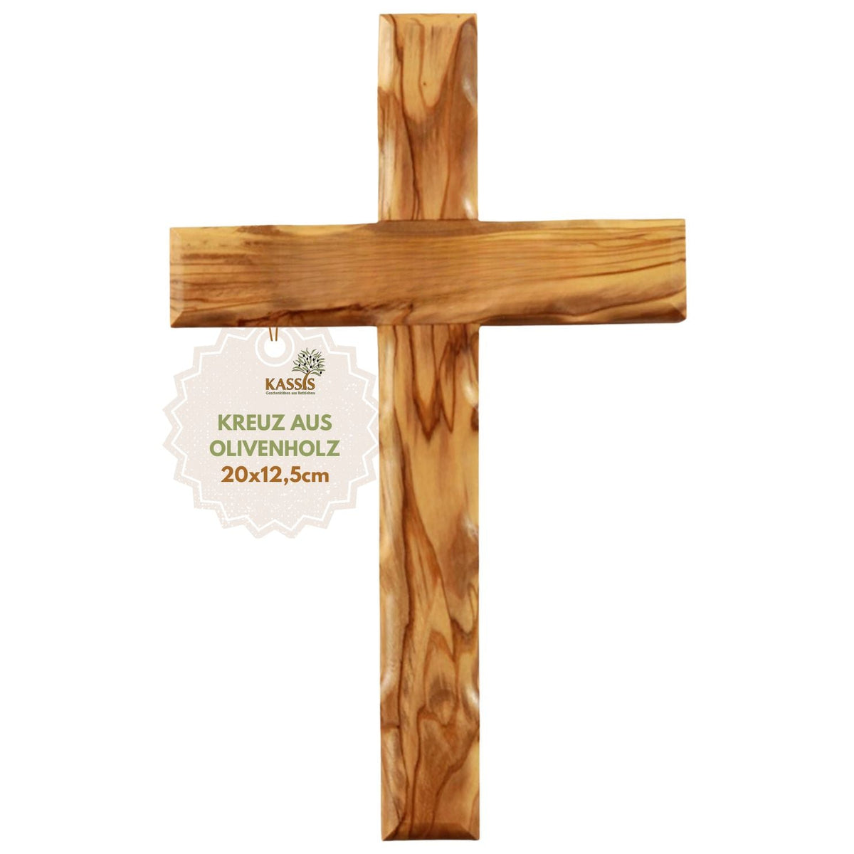 Olivenholz Kreuz gewellt | Schlichtes Wandkreuz als Geschenk zur Taufe, Kommunion oder Geburt-7