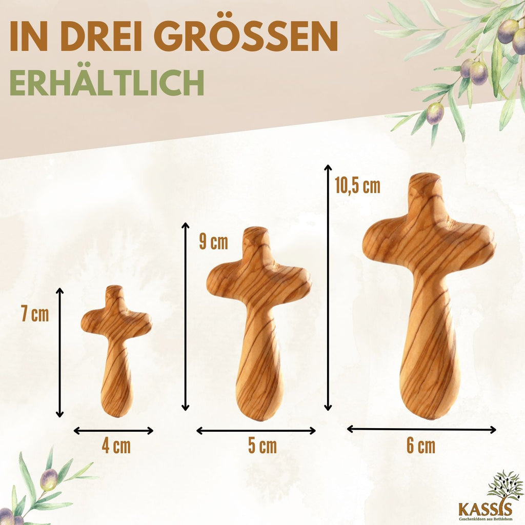 Olive wood cross palm stone-2