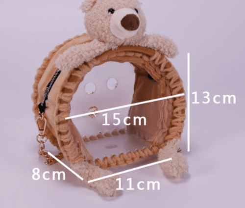 Portable plastic hamster travel cage with ventilation holes and convenient pet carrying bag. — view 2